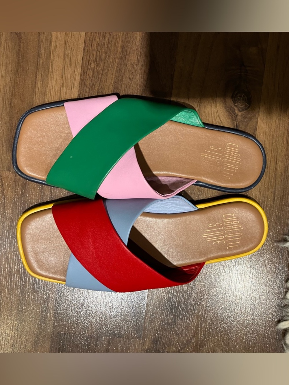 Charlotte Stone Women’s Multi-Color Leather Slide Sandals